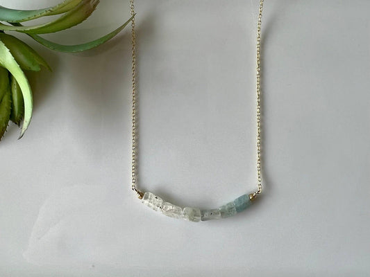 Aquamarine Beaded Bar Necklace