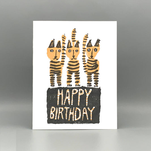Cat Stripe - Birthday Letterpress Card