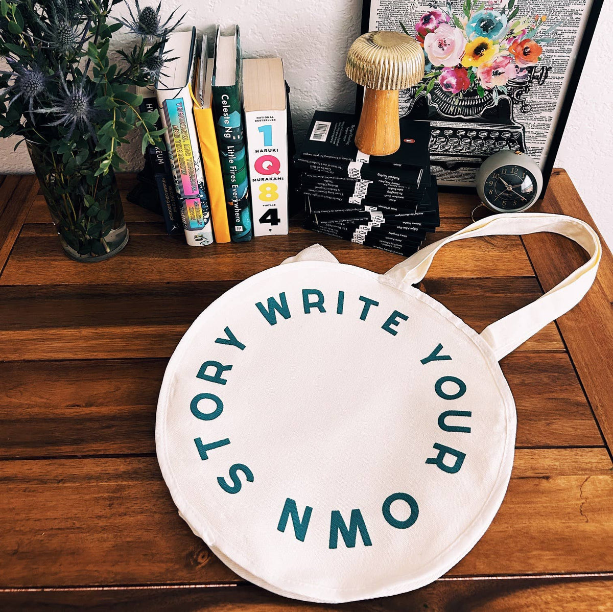 Write Your Own Story Circle Tote Bag, Totes, Canvas, Books