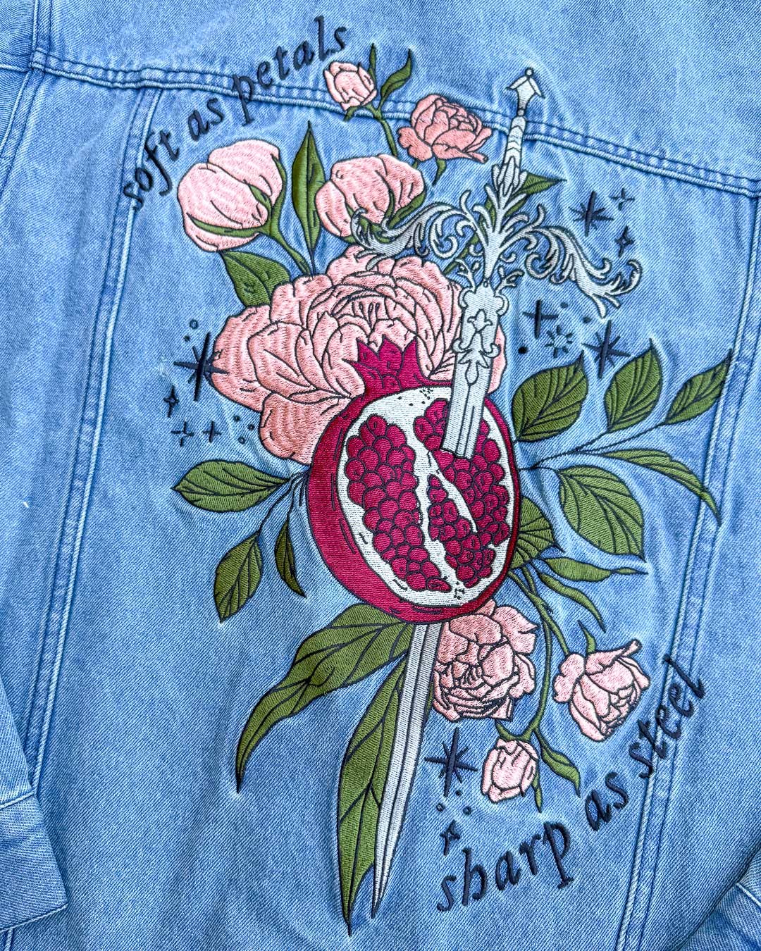 Soft as Petals Embroidered Denim Jacket