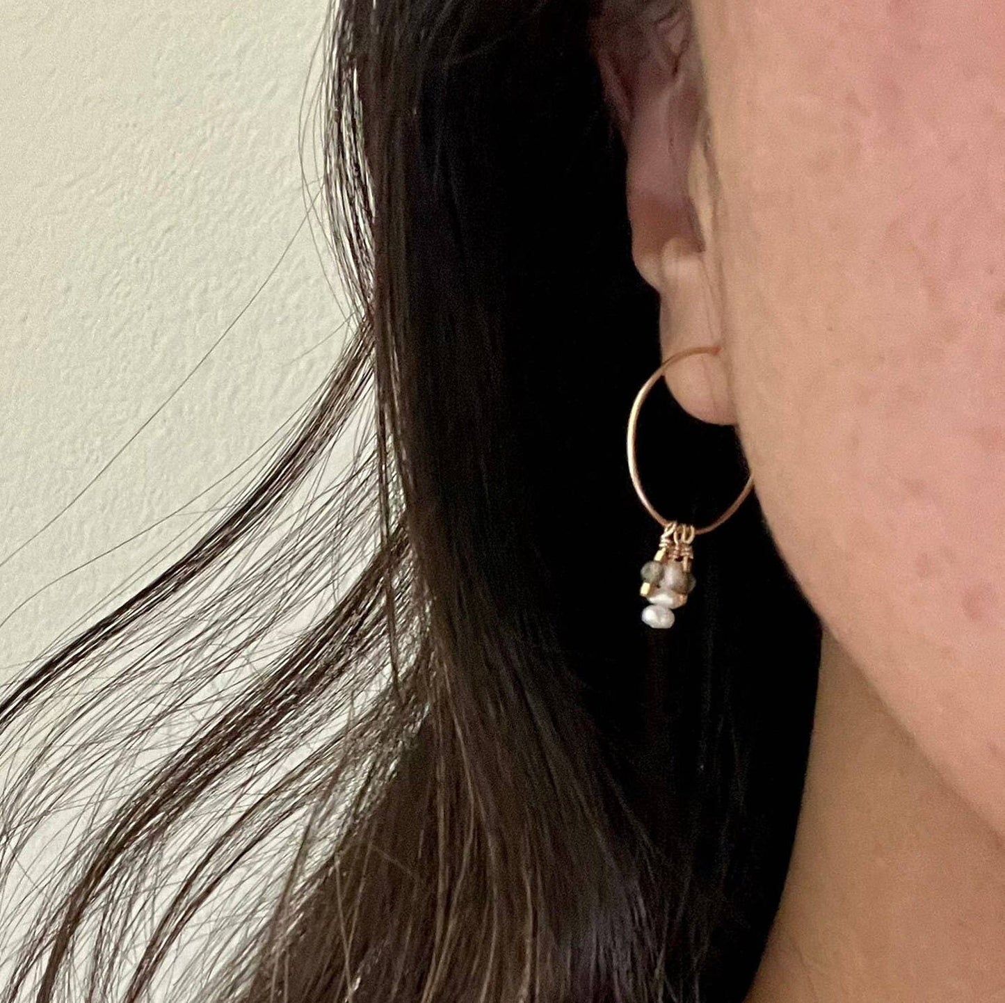Rainbow Stone Hoop Earrings