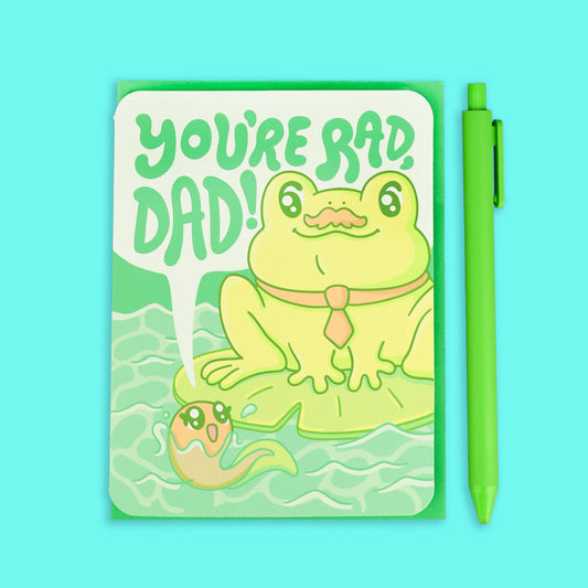 Rad Dad Frog, Dad Gift, Father's Day Card with Envelope