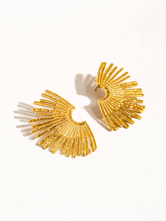 Bisous 18K Gold Plated Non-Tarnish Sunburst Earring