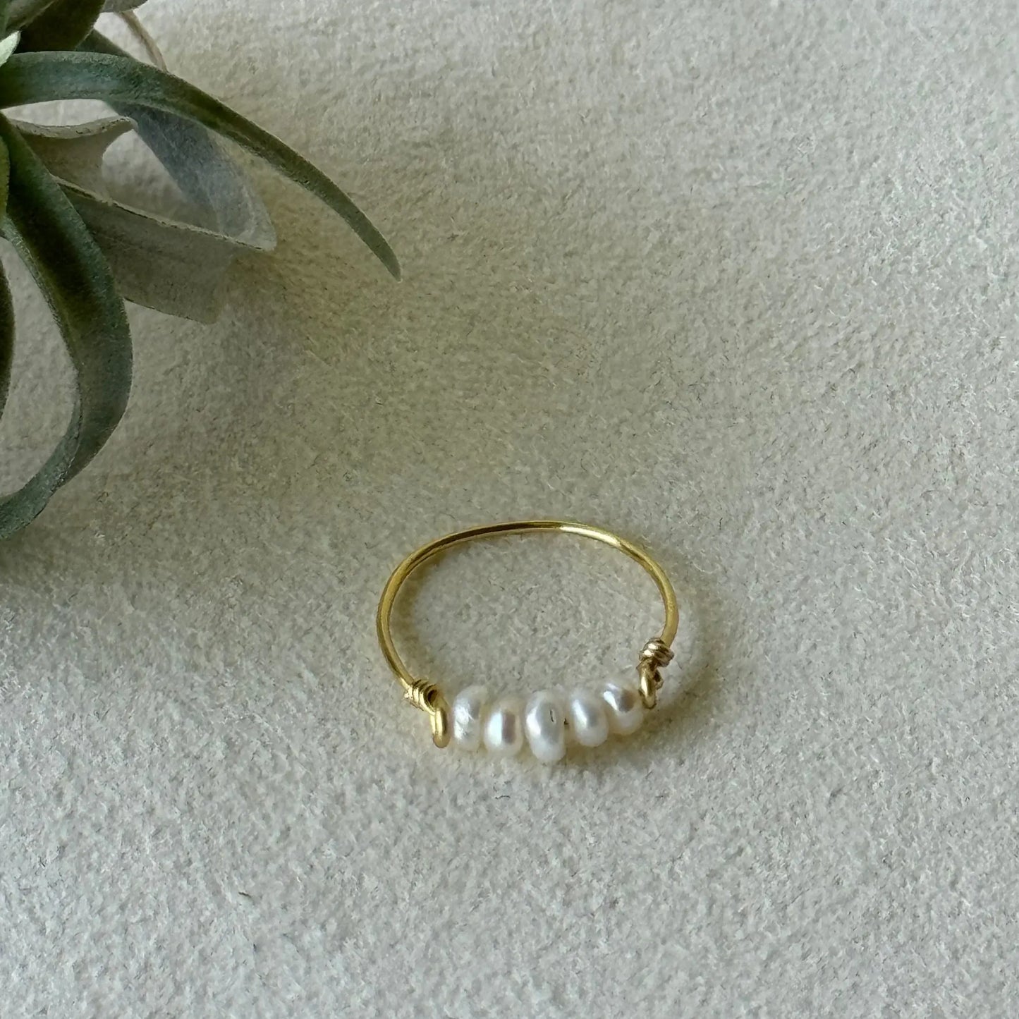 Pearl Cluster Ring, Dainty Freshwater Pearl Ring sz 7.5