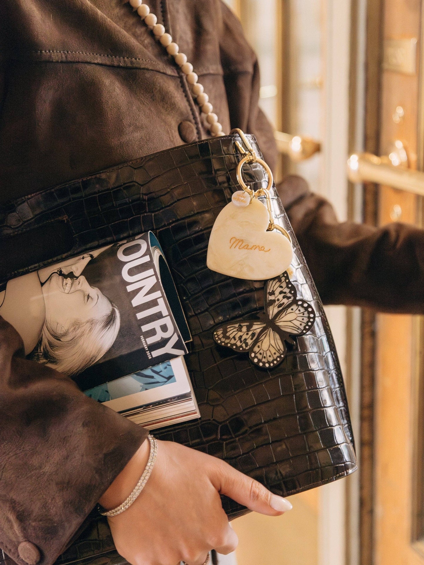 Hand-Painted Mama Heart Acetate Bag Charm + Keychain | Eco-Friendly