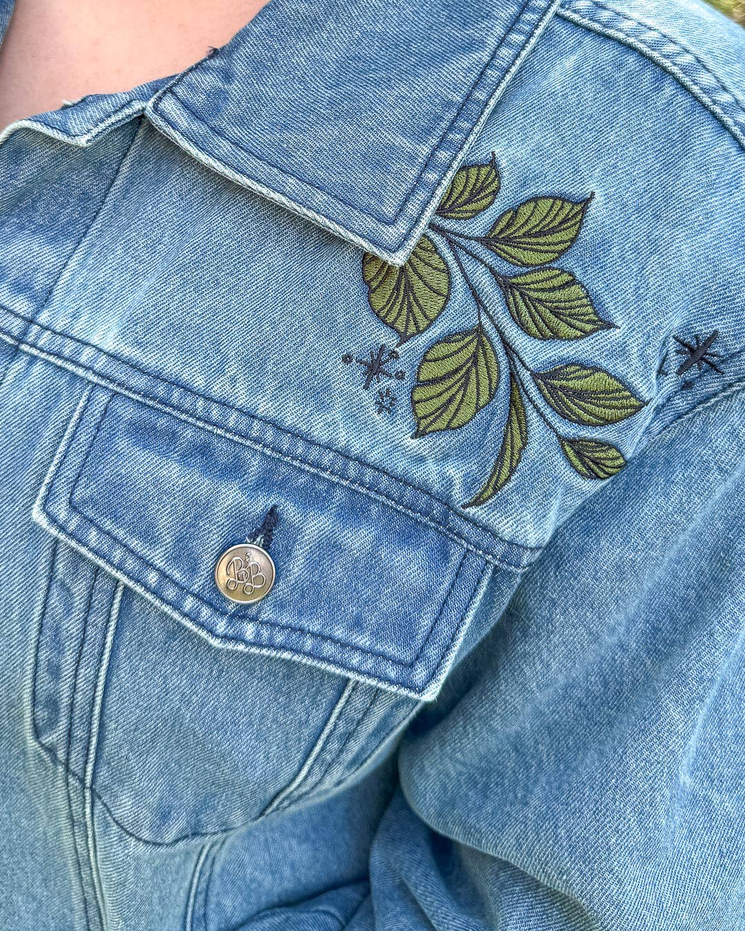 Soft as Petals Embroidered Denim Jacket