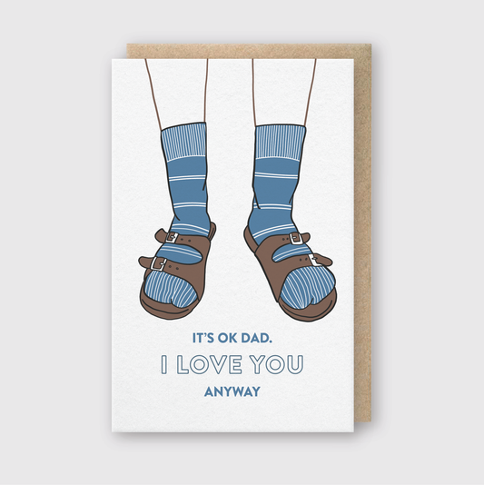 Letterpress Dad Greeting Card – Dad Birkenstocks