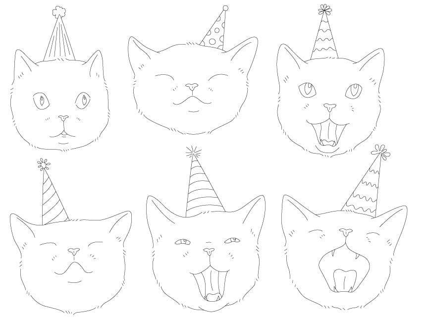 Birthday Cats iron-on embroidery transfers