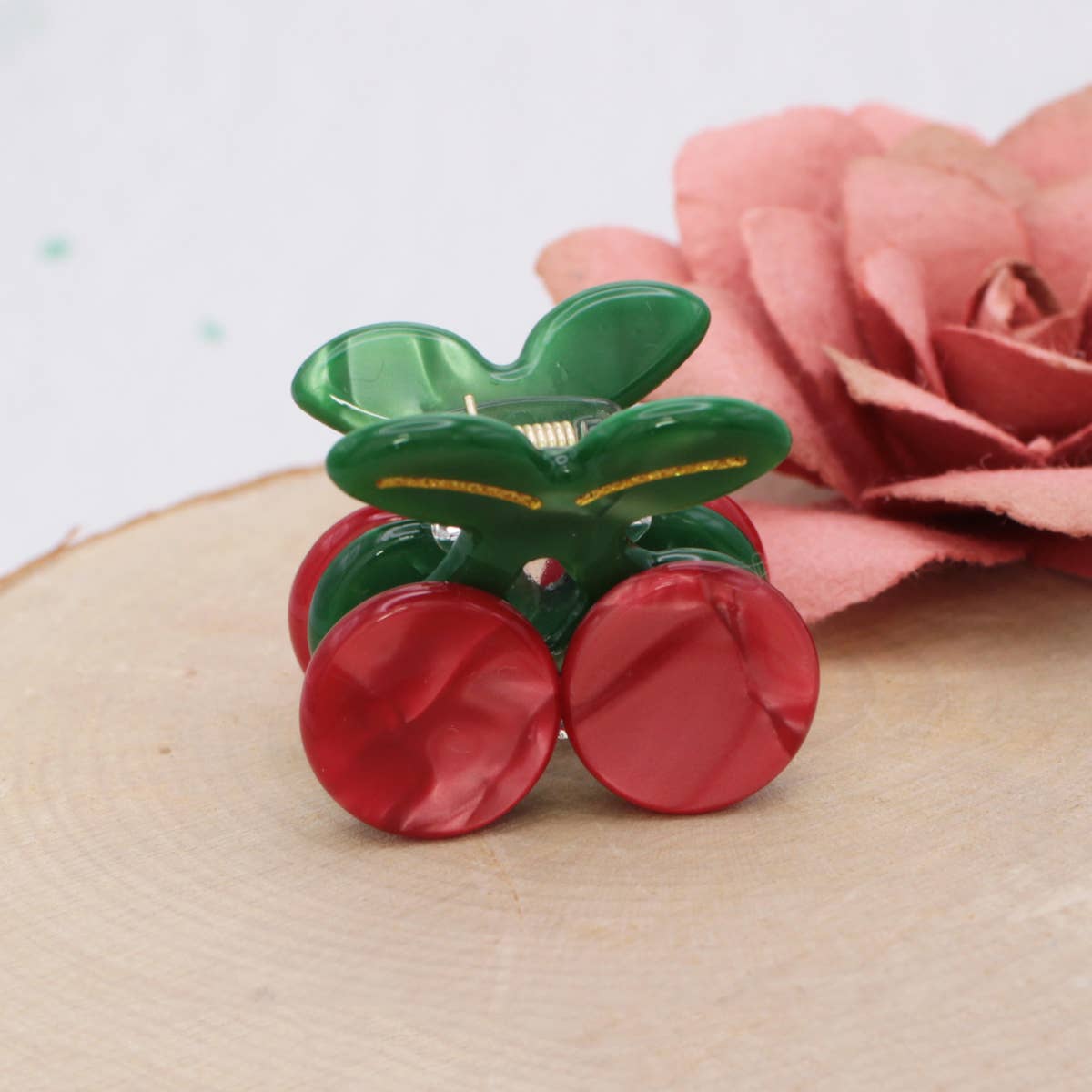 Mini Fruit Bowl Accents Cherry Hairclip