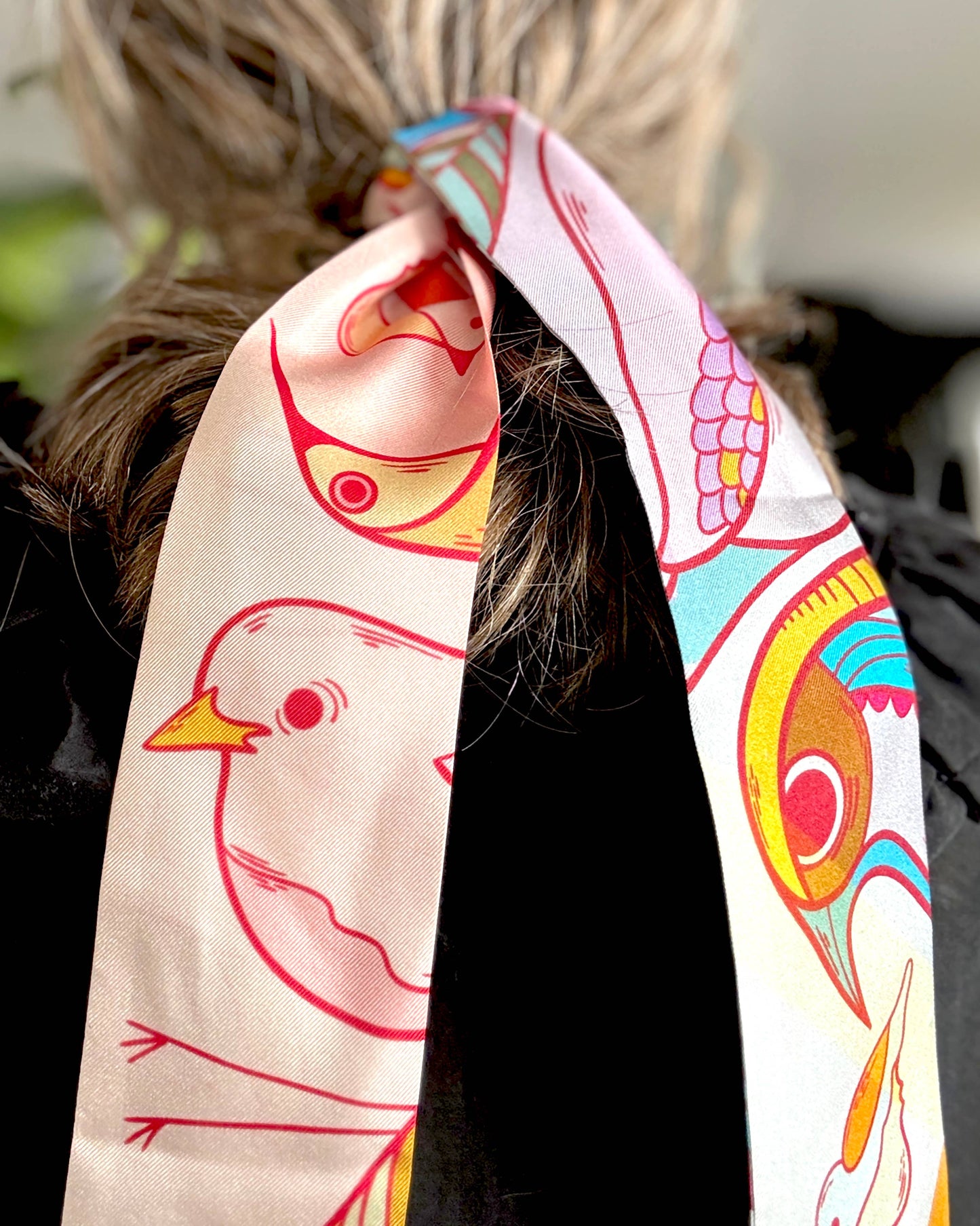 SKINNY SILK SCARF | Rainbow Birdies Accessory Scarf