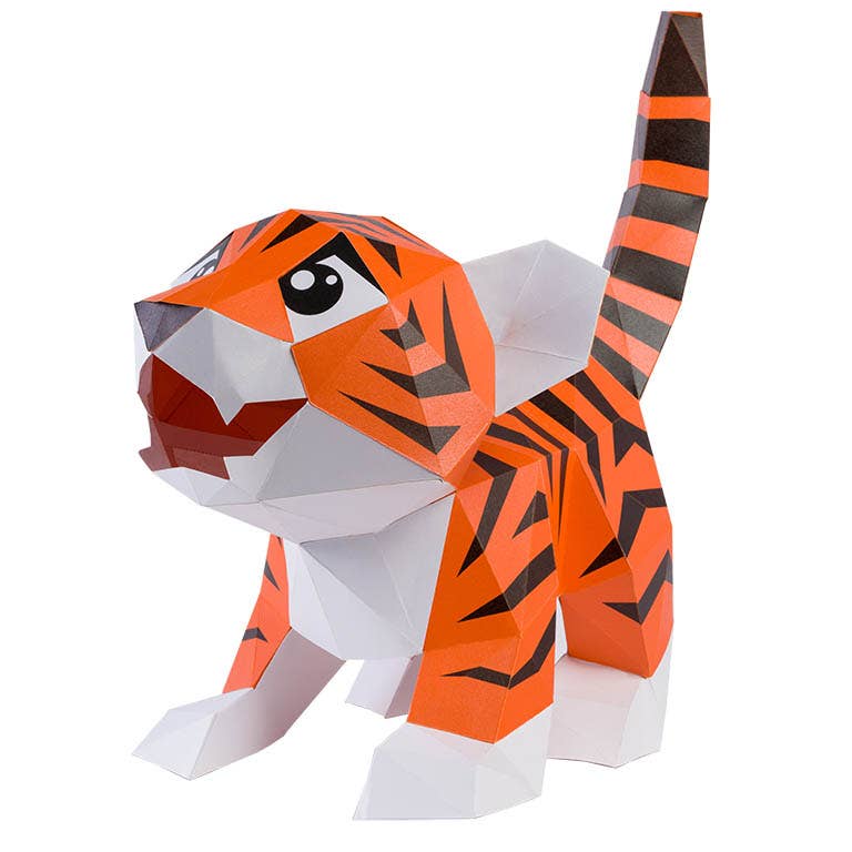 Baby Tiger Dual-Use Origami Model, Animal Lamp