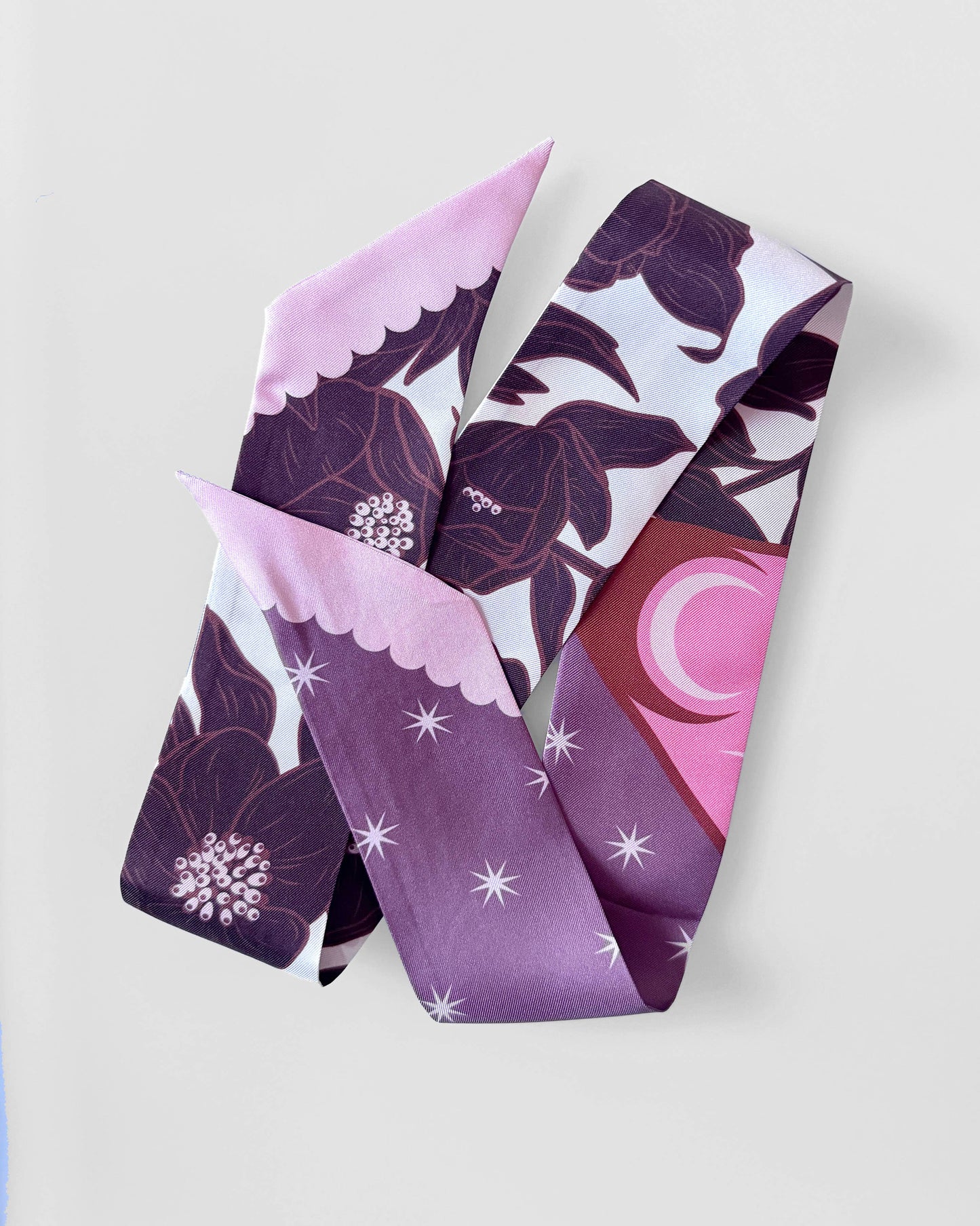 SKINNY SILK SCARF | Lunar Blossom