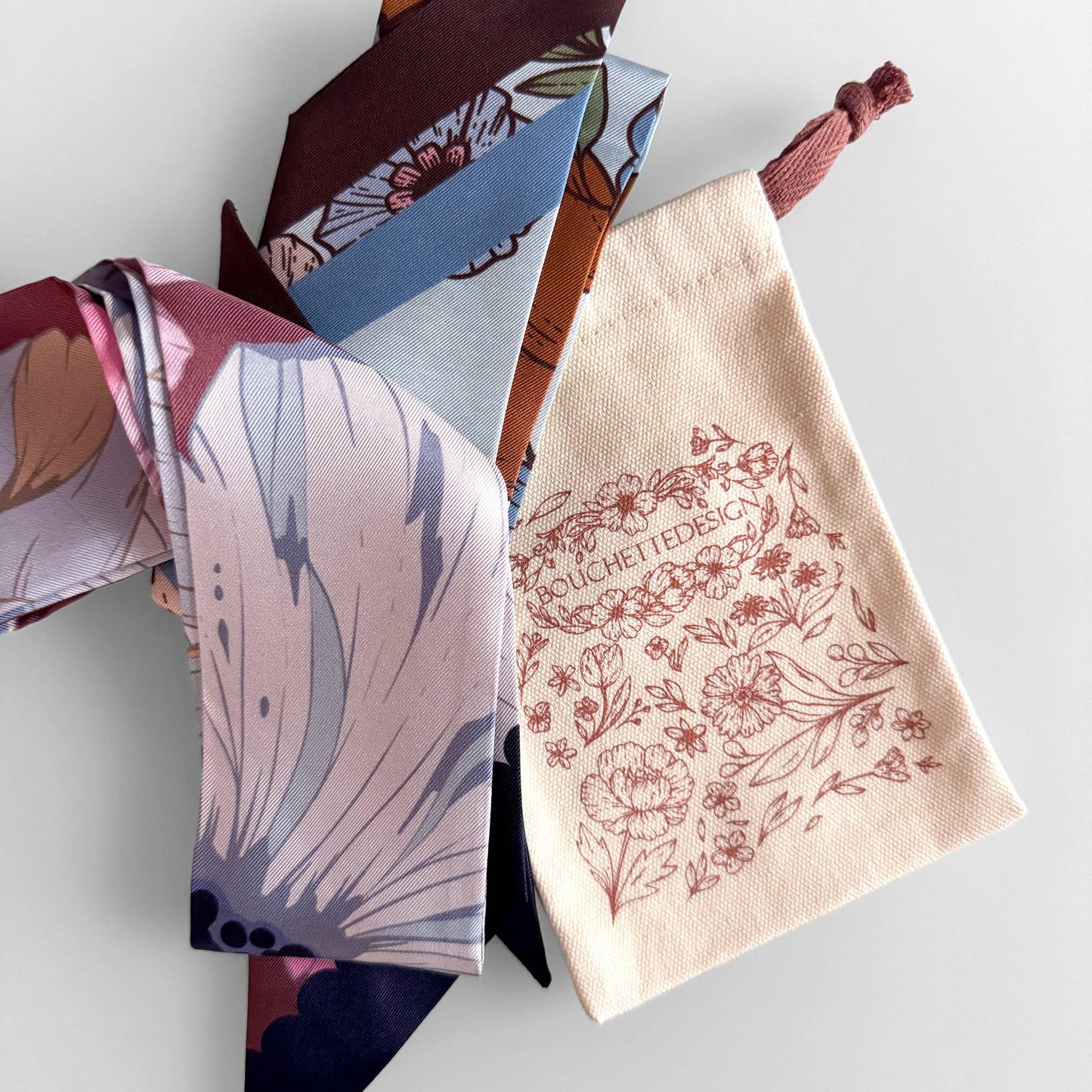 SKINNY SILK SCARF | Lunar Blossom