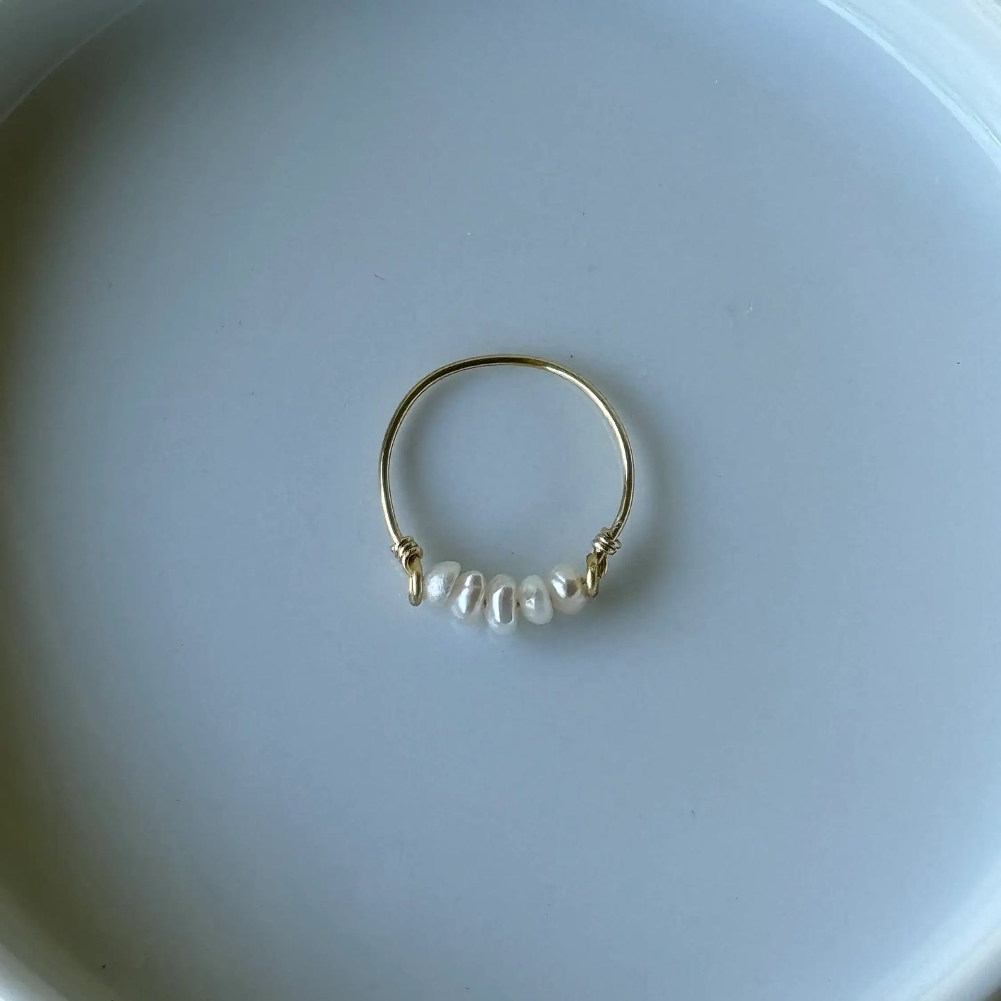 Pearl Cluster Ring, Dainty Freshwater Pearl Ring sz 7.5