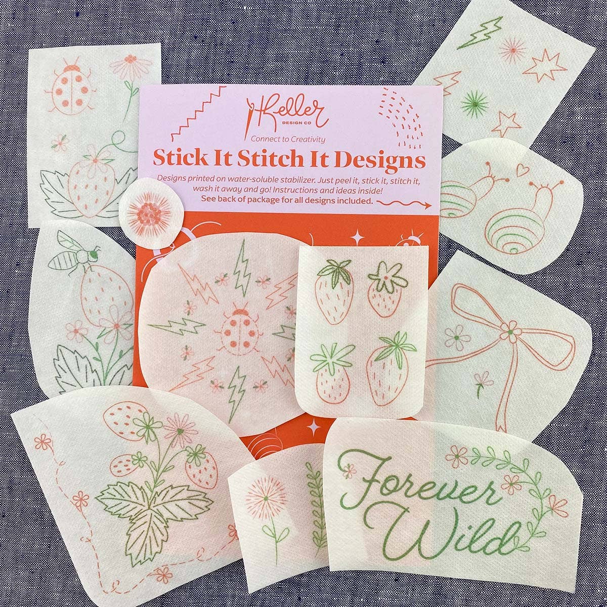 Stick It Stitch It Water Soluble Embroidery Patterns-Strawberry Patch