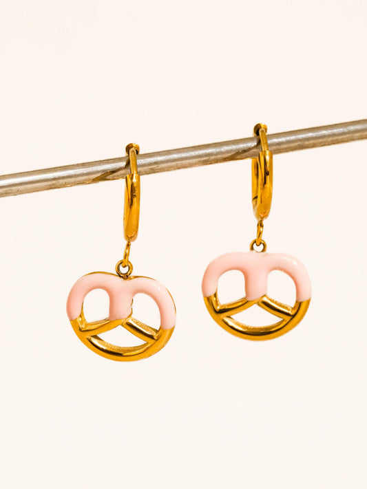 Pretzel Charm Hoop Earrings