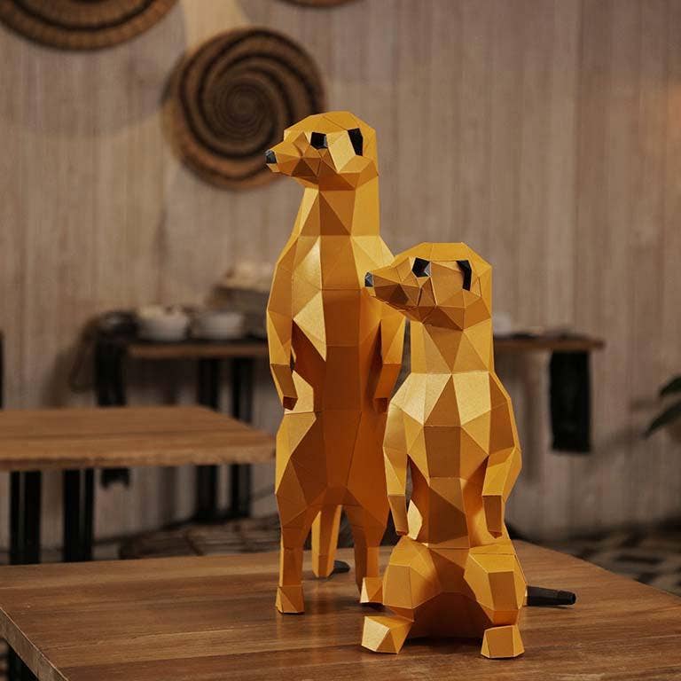 Meerkats 3D Paperart Origami Model