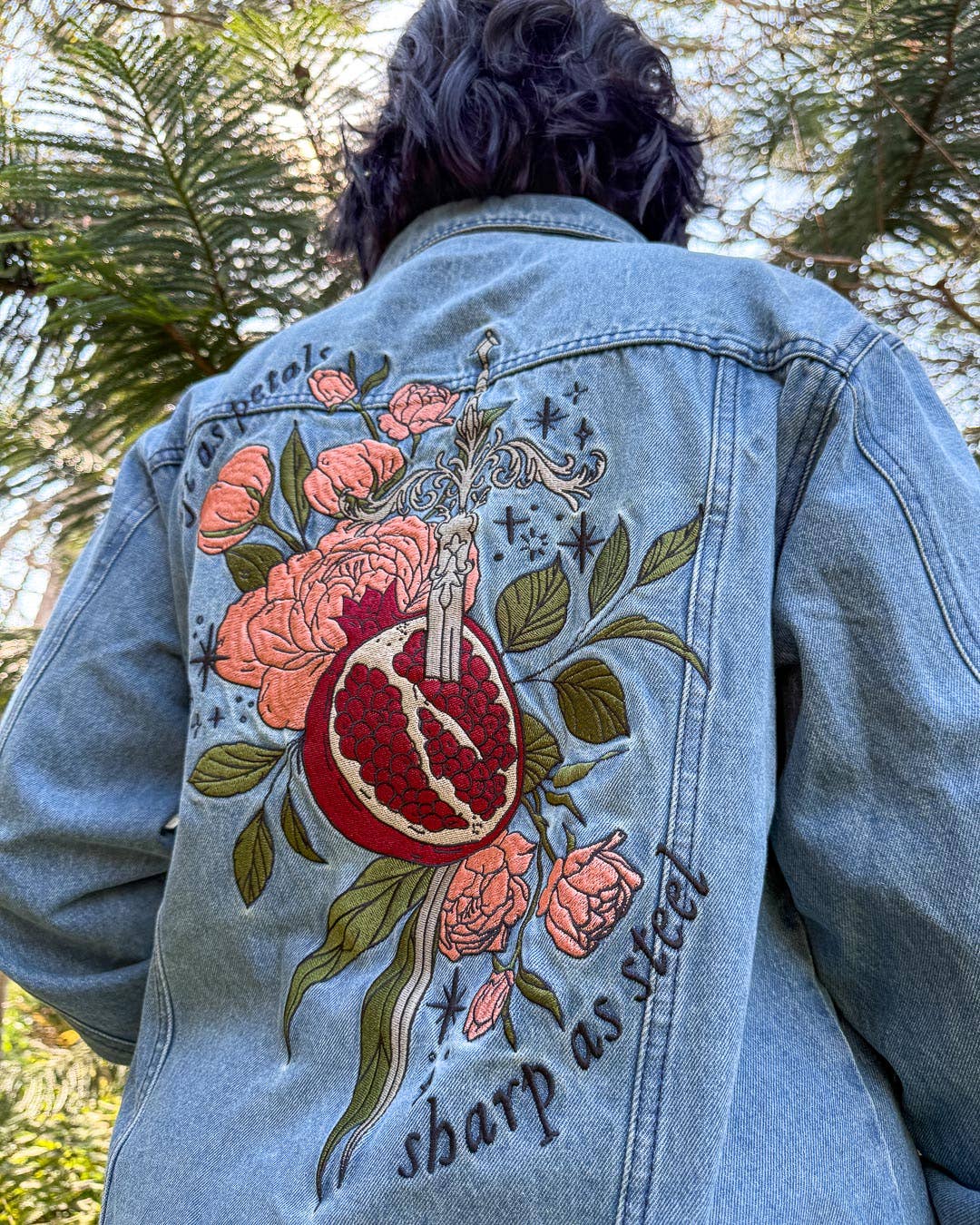 Soft as Petals Embroidered Denim Jacket