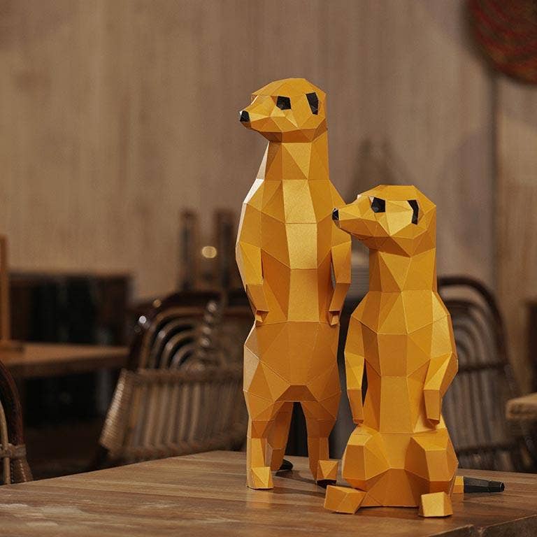 Meerkats 3D Paperart Origami Model