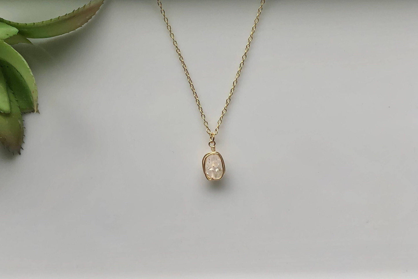 Stacked Raw Herkimer Diamond Necklace - 18 in