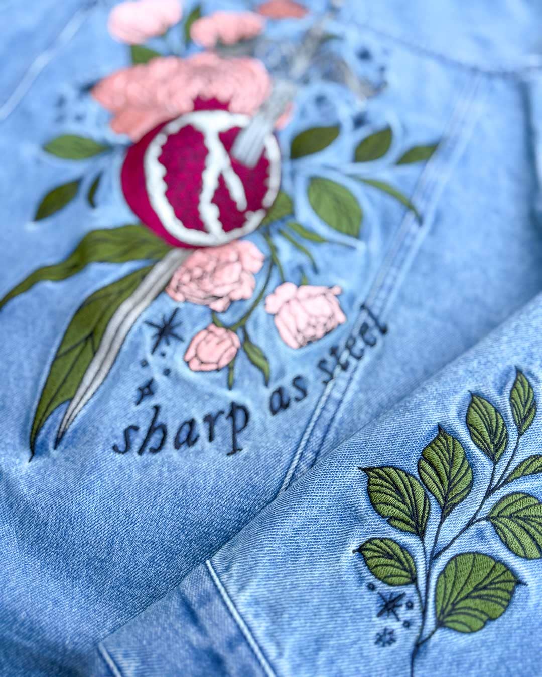 Soft as Petals Embroidered Denim Jacket
