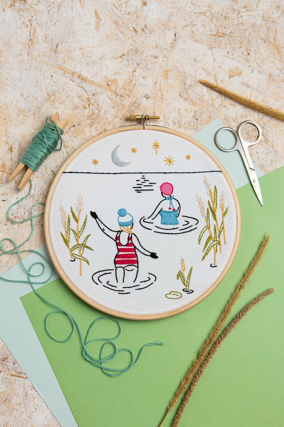 Wild Swimming Embroidery Kit (Swim) | Beginner Craft Kit