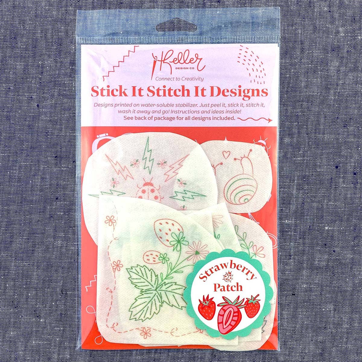 Stick It Stitch It Water Soluble Embroidery Patterns-Strawberry Patch