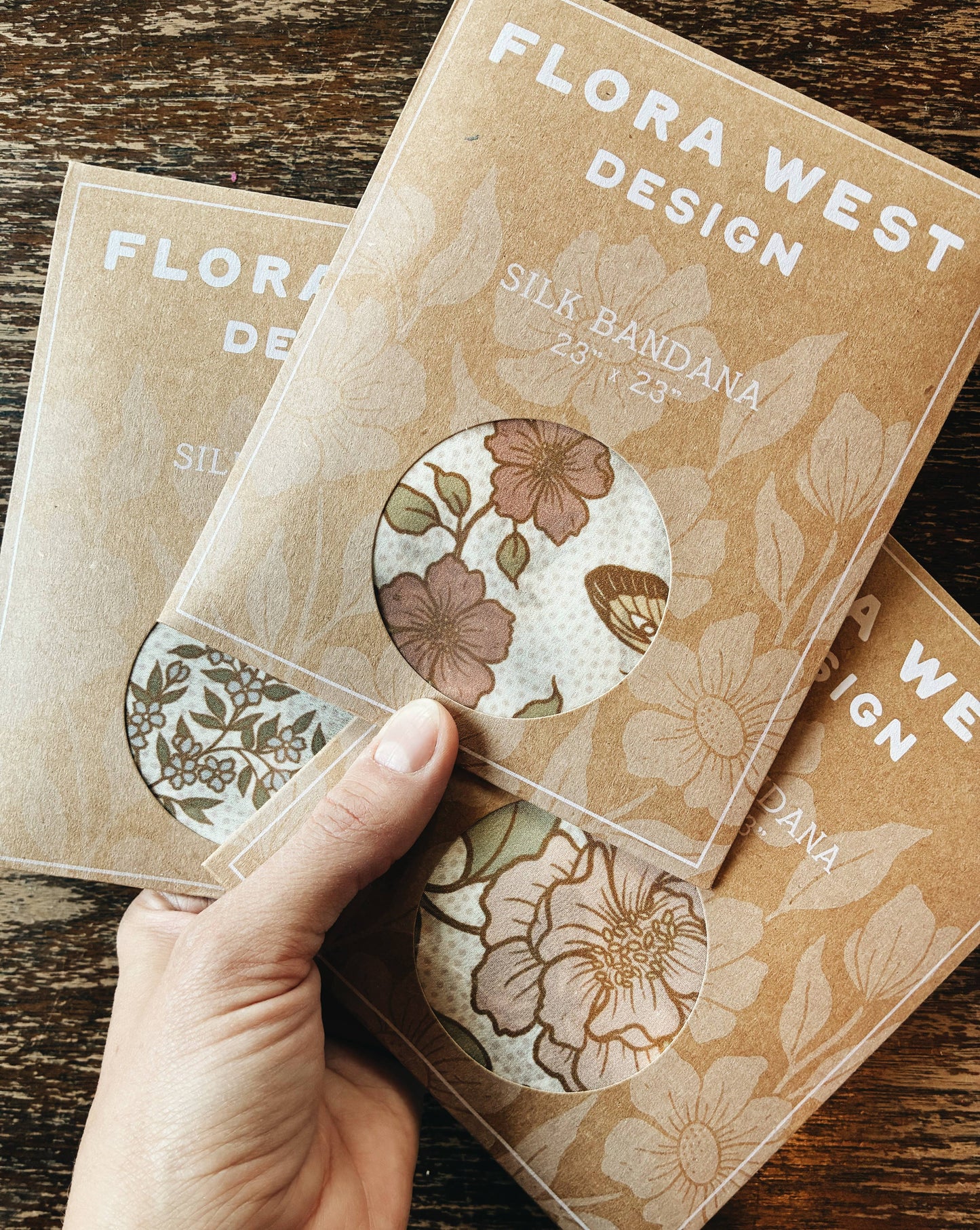 100% Silk Bandana Western Floral & Butterfly  – 23” Square