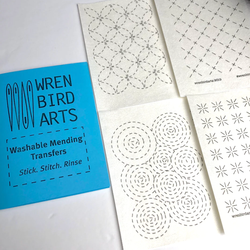 Examples of each of the four visible mending patterns included in this pack. 