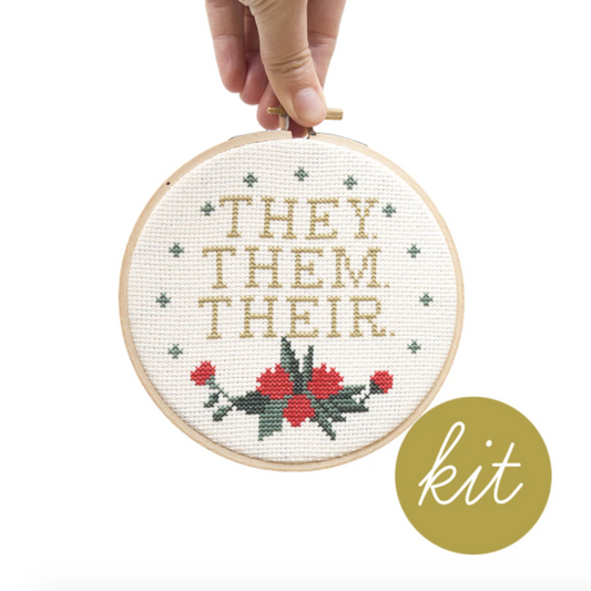 Cross Stitch Kit - Pronoun Them Them Their